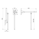Barre d'appui rabattable Be-Line ac béquille Ø42 L.650 alu noir mat Réf. 511962BK