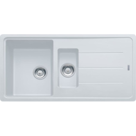 Évier BASIS granit blanc 1 bac 1/2 + 1 égouttoir Ø de la bonde 90 x l. 97 x prof. 50 cm