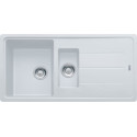 Évier BASIS granit blanc 1 bac 1/2 + 1 égouttoir Ø de la bonde 90 x l. 97 x prof. 50 cm