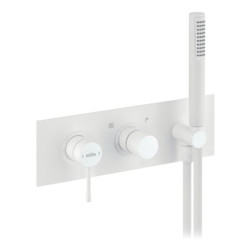 Mitigeur mécanique douche Alterna Design blanc, encastré horizontal avec corps d'encastrement