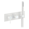 Mitigeur mécanique douche Alterna Design blanc, encastré horizontal avec corps d'encastrement