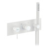 Mitigeur mécanique douche Alterna Design blanc, encastré horizontal avec corps d'encastrement