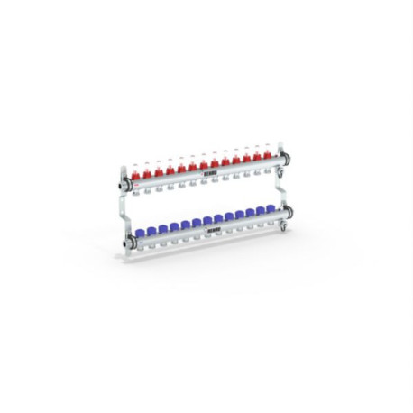 Collecteur inox 13 circuits avec débitmètre à lecture directe - pour plancher chauffant/rafraîchissant réf : 13802301200