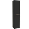 Colonne Alterna PLENITUDE H160cm 2 portes L35cm P38cm noir mat chant doré et poignée dorée