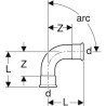 Coude 90° D76,1mm, acier inox Réf. 31109