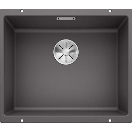 Cuve à intégrer sous plan en SILGRANITPuraDur BLANCOSUBLINE 500 U 1 Cuve sans égouttoir vidage 90 mm InFino manuel et siphon couleur gris rocher garantie 10 ans Réf. 523433