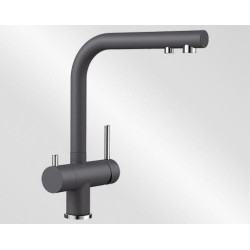 Mitigeur monotrou à col de cygne orientable 360° BLANCO FONTAS II sans douchette couleur SILGRANIT Look chromé/gris rocher garantie 2 ans Réf. 523137