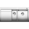 Evier à encastrer à fleur en acier inox lisse BLANCODIVON II 8 IF 2 cuves sans égouttoir vidage 90mm auto InFino et siphon couleur brossé aspect brillant garantie à vie Réf. 521663