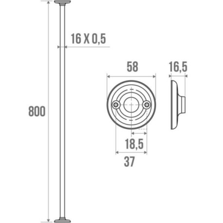 Porte-rideau droit longueur 80 cm diamètre 16 mm réf. 004012