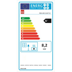 Poêle à granulés REN 8 XUP S1 8 KW fonte, revêtement en acier White/Silver/Black. Évacuation supérieure coaxiale 8/13 cm. Réf. 7121050