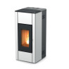 Poêle à granulés REN 8 XUP S1 8 KW fonte, revêtement en acier White/Silver/Black. Évacuation supérieure coaxiale 8/13 cm. Réf. 7121050