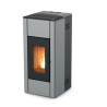 Poêle à granulés REN 8 XUP S1 8 KW fonte, revêtement en acier White/Silver/Black. Évacuation supérieure coaxiale 8/13 cm. Réf. 7121050