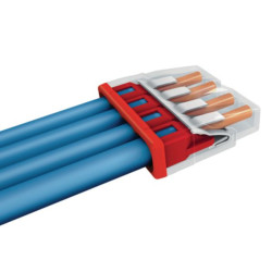 Bornes Série 2273 pour boîtes de dérivation - 3 conducteurs - de 0,5 à 2,5 mm² - boîtier transparent - orange - contient 100 bornes Réf. 2273-203