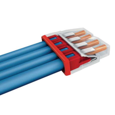 Bornes Série 2273 pour boîtes de dérivation - 3 conducteurs - de 0,5 à 2,5 mm² - boîtier transparent - orange - contient 100 bornes Réf. 2273-203