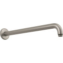 Bras de douche Axor mâle 15 x 21 avec rosace filetée et platine de renfort, sans rotule, saillie 383 mm, 90°, D 24 mm, nickel brossé réf. 27413820