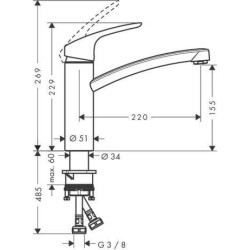 Mitigeur d'évier FOCUS bec orientable à 360° acier inox réf. 31806800