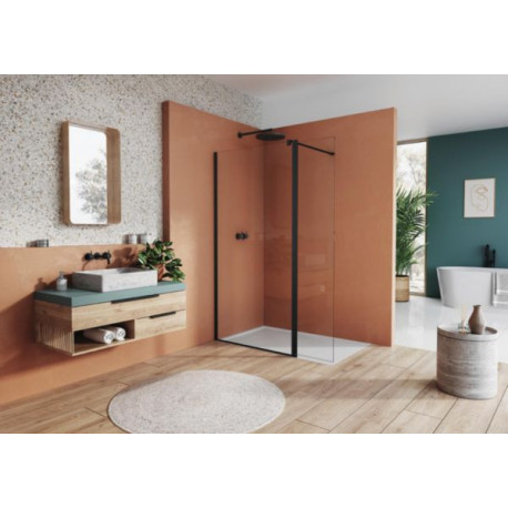 Volet pivotant accessoires WALK-IN EASY volet pivotant positionné à 180° EASY WALK-IN 400x2000 profilé noir mat vitrage gris (07) 6 mm Réf. BTE304060620
