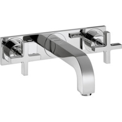 Set de finition Axor CITTERIO pour mélangeur de lavabo mural 3 trous avec poignées croisillons, bec long L 226 mm et plaque de recouvrement, chromé réf. 39144000