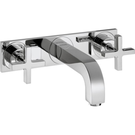Set de finition Axor CITTERIO pour mélangeur de lavabo mural 3 trous avec poignées croisillons, bec long L 226 mm et plaque de recouvrement, chromé réf. 39144000