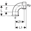 Coude taraudé 90° D18-1/2, acier carbone Réf 20555