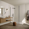 Système de panneaux muraux étanches Polyrey Nuance support composite profil bord arrondi + languette - Blanc Menuires B015 finition FIA - 260x120cm x 11,7mm