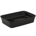 Vasque à poser rectangulaire Ipalyss - 55 x 38 cm - sans plage de robinetterie ni trop plein - finition noir mat Réf. E2076V3