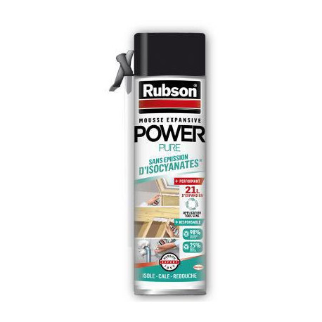 Mousse Expansive Rubson Power Pure manuelle 0,5L - expansion 21 litres Réf. 2776430