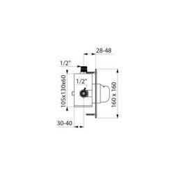 Mitigeur Tempomix douche encastré sous plaque inox 160 x 160 raccord diamètre 14 : réf. 790427