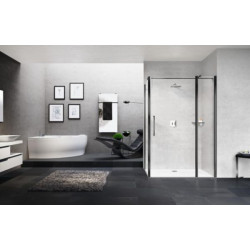 Porte de douche battante avec un fixe en alignement Young 2P 137 extensibilité 137-141Cm verre trempé transparent profilés silver Réf. Y22P137-1B