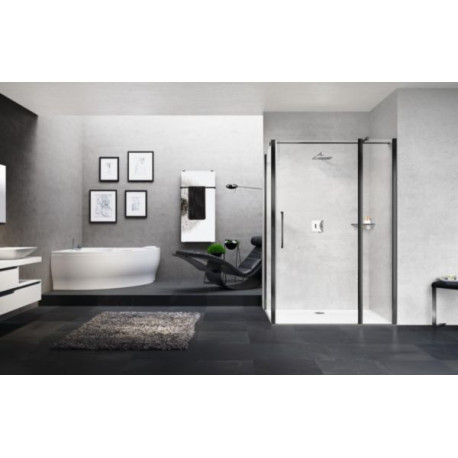 Porte de douche battante avec un fixe en alignement Young 2P 137 extensibilité 137-141Cm verre trempé transparent profilés silver Réf. Y22P137-1B