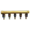 Distributeur MF 3/4" entraxe 50mm 5 piquages avec mini vannes intégrées à sertir Ø12 Réf. 958G-5S12