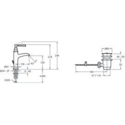 Mitigeur lavabo CLEO1889 avec vidage chromé Réf. E24307-CP