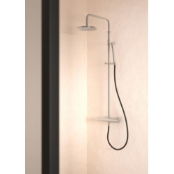 Colonne de douche EQUINOX mitigeur thermostatique complète - douche de tête 200mm, douchette à main et flexible de douche réf. 81797/IX