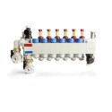 Collecteur polymère compact Rehau 10 circuits livré prémonté et équipé de raccords instantanés en tube PER RAUTHERM de Ø 16 x 1.5 Réf. 14707801001