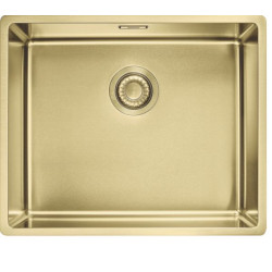 Cuve inox PVD reflet d'or BXM 110-50 avec revêtement, 1 cuve R12 , sans égouttoir, 54 x45 cm , Vidage manuel , bonde 9 cm , trop-plein discret réf: 199086