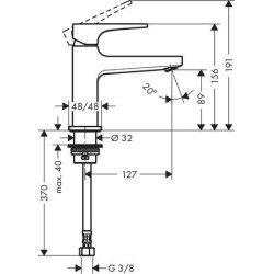 Robinet de lave-mains HG Metropol 100 sans tirette ni vidage réf. 32501000