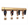 Distributeur MF 3/4" entraxe 50mm 2 piquages avec mini vannes intégrées à glissement Ø12 Réf. 958G-2G12