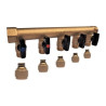 Distributeur MF 3/4" entraxe 50mm 2 piquages avec mini vannes intégrées à glissement Ø12 Réf. 958G-2G12