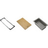 Support téléscopique, planche à découper BAMBOO, 320X200x18mm,panier égouttoir PVC noir sanitized 297X173x95mm  Réf.084603