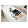 Support téléscopique, planche à découper BAMBOO, 320X200x18mm,panier égouttoir PVC noir sanitized 297X173x95mm  Réf.084603