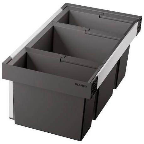 Poubelle tri sélectif en plastique noir BLANCO FLEXON II 80/3 manuel 1 seau de 19L 1 seau de 30L et 1 seaux de 16L garantie 2 ans Réf. 525221