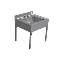 Plonge standard GAMME 600 avec pietement carré L50 x l60 x H85 cm, 1 cuve L40 x l40 x P30 cm réf. 11133