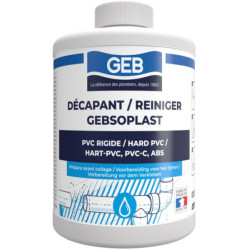 GEBSOPLAST décapant pour le nettoyage des raccords en PVC ou PVCC avant collage bidon de 1 litre réf 805373
