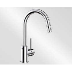 Mitigeur avec bec orientable BLANCO MIDA-S avec douchette couleur SILGRANIT Look chrome garantie 2 ans Réf. 521454