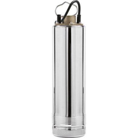 Pompe immergée pour puits SRM 6/100 M CD alimentation électrique 230 V - 0,95 kW - 7,3 A débit max 3 m³/h pression maxi 5 bar raccordement 1"1/4 livrée avec 15 m de câble et de filin coffret démarrage inclus Réf. 150608