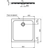 Receveur carré en grès fin 80 x 80 cm Okyris blanc. Extra-plat 4 cm d'épaisseur. Émaillé 3 faces. À encastrer ou à poser. Ressaut interne de 2 cm maximum. Bonde non fournie Ø 9 cm (réf. R6102AA)