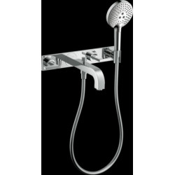 Set de finition Axor CITTERIO pour mélangeur de bain-douche 3 trous encastré avec plaque et poignées manettes, chromé réf. 39442000