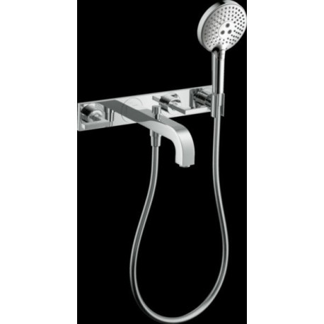 Set de finition Axor CITTERIO pour mélangeur de bain-douche 3 trous encastré avec plaque et poignées manettes, chromé réf. 39442000