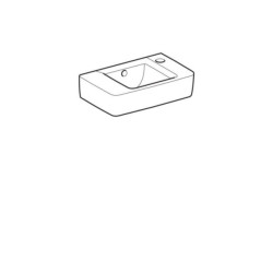 lave-mains geberit renova plan, compact: b EGAL 40cm, t EGAL 25cm, trou de robinetterie EGAL droite, trop-plein EGAL visible, blanc Réf. 272140000