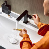 Mitigeur lavabo 110 Tecturis E  Fine CoolStart, bonde Push-Open Noir mat Réf. 73020670